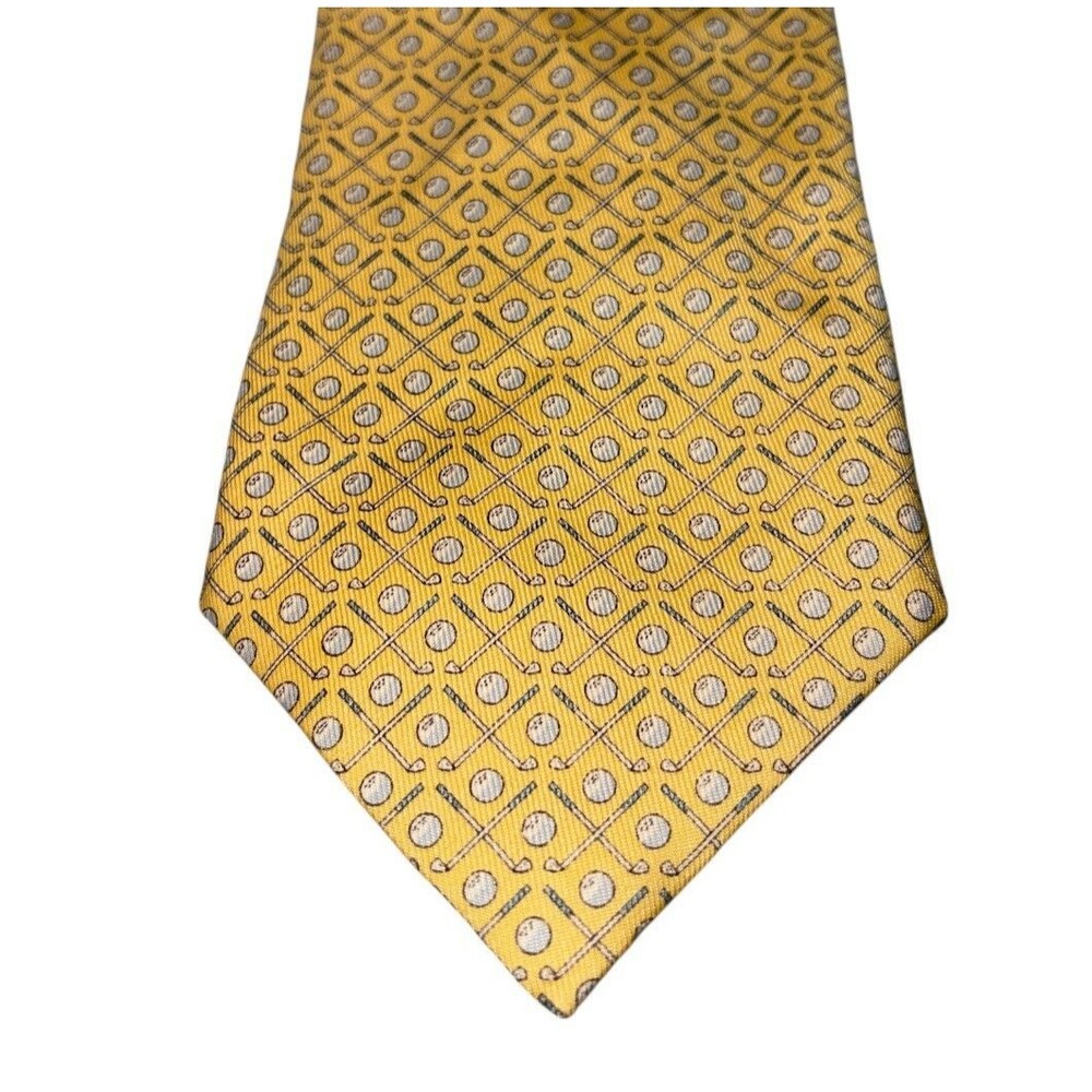 Vineyard Vines Men's Silk Tie Golf Yellow 1TBB023 NWT Country Club Golfer AOP